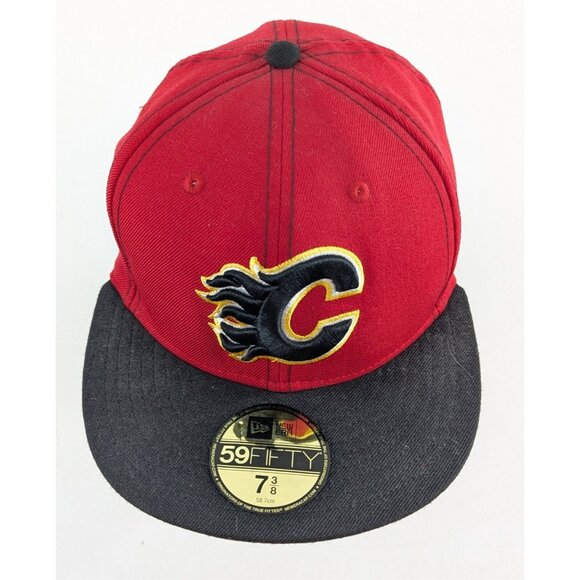 New Era Calgary Flames Fitted Hat 7 3/8 – 59Fifty RARE Hockey Cap